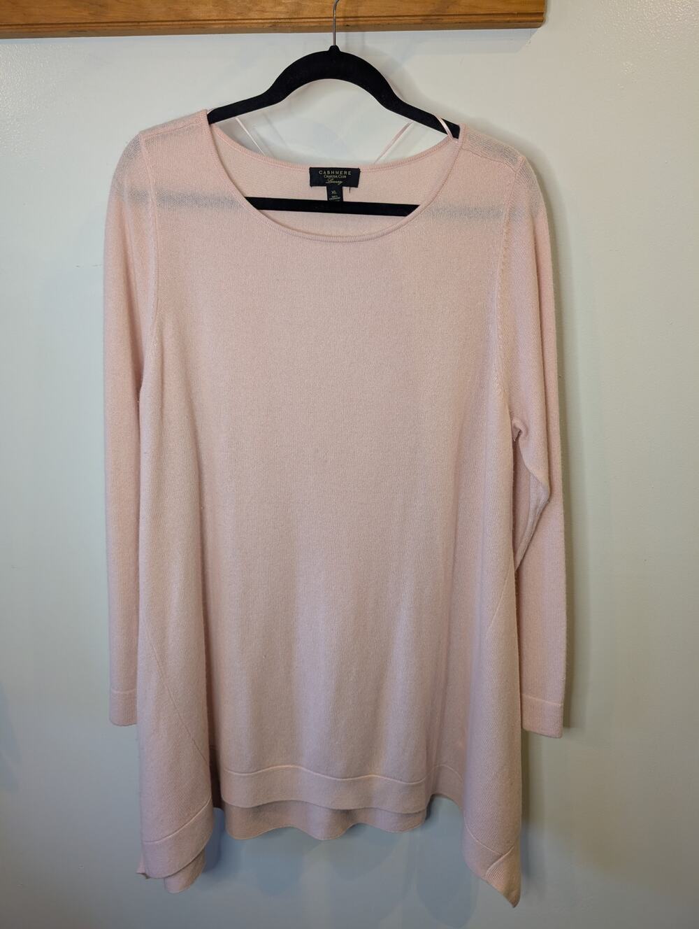 Charter Club 100% Cashmere Light Petal Pink Crewneck Sweater Soft Luxury Cozy XL